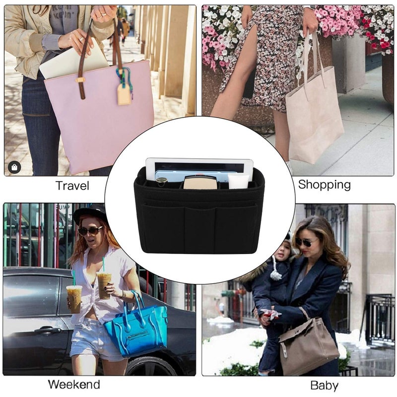 ZTUJO Purse Organizer Insert, Felt Bag Organizer For Handbag Purse Organizer,13 Colors, 6 Size (Slender Large, Black) - Image 3